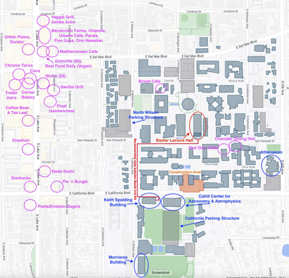 Annotated Caltech Campus Map